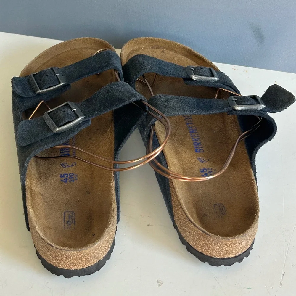 Birkenstock Arizona Sandals Men's 12 / 45 L14 Soft Footbed Navy Suede
